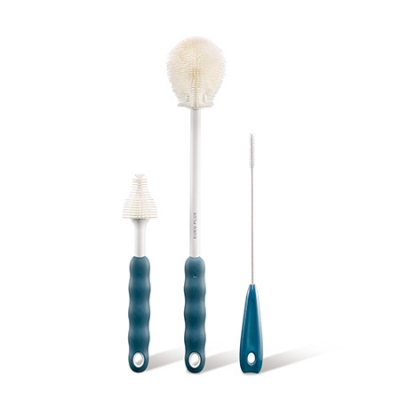 KUKU PLUS 全角度矽膠奶瓶刷組-煙燻藍