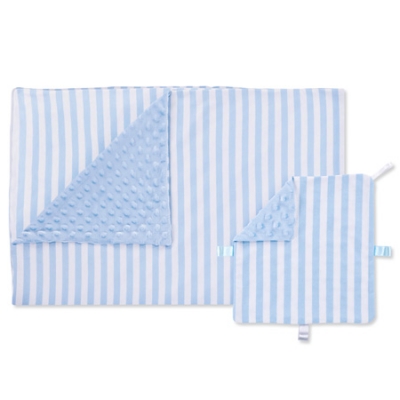 酷咕鴨荳荳安撫毯組-粗紋藍