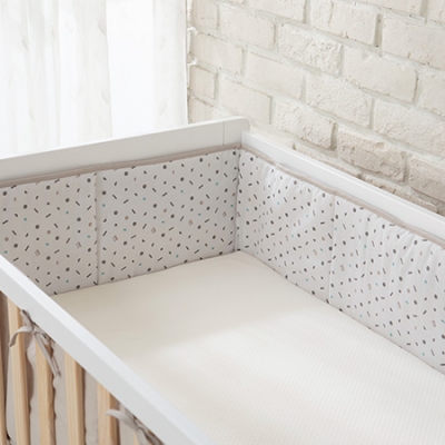 KUKU PLUS 極簡幾何床欄護墊-灰米