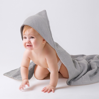 KUKU PLUS 雲朵皺布六層紗布連帽浴巾