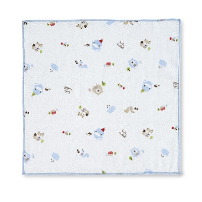 狐狸熊緹花滿底紗布手帕-3入