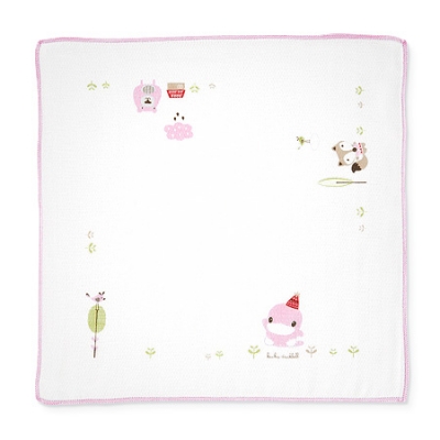 狐狸熊單印緹花紗布手帕-3入