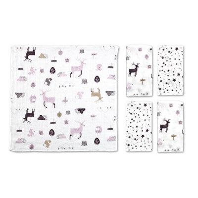 北歐迷境森林紗布手帕-5入