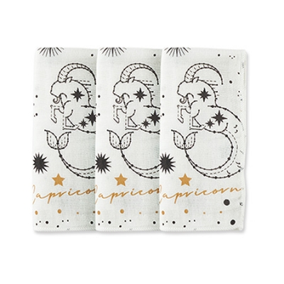 KUKU PLUS 十二星座紗布手帕-3入