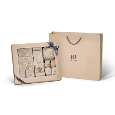 KUKU 竹纖羅紋成長懶人包巾禮盒16件-暖調杏