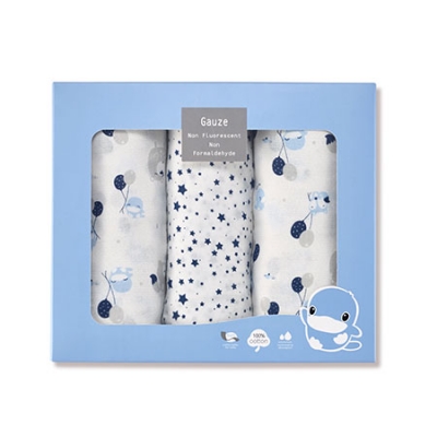 夢想氣球紗布大浴巾禮盒-3件組