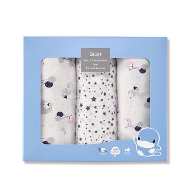 夢想氣球紗布大浴巾禮盒-3件組