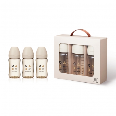 KUKU PLUS 純真之瞳寬口PPSU奶瓶3入組-240ml (微光)