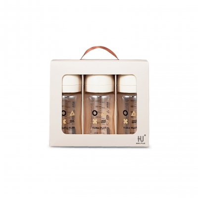 KUKU PLUS 純真之瞳寬口PPSU奶瓶3入組-240ml (微光)