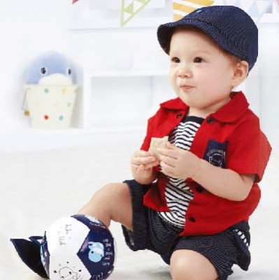 美式率性男套裝(假兩件上衣)