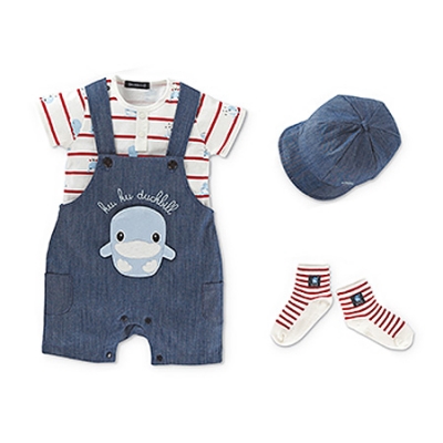 繽紛貼圖吊帶褲裝禮盒