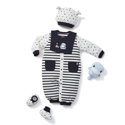 波卡點點藍連身裝禮盒