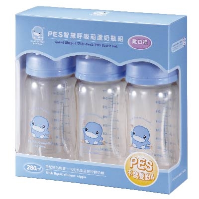 酷咕鴨PES智慧呼吸葫蘆奶瓶組3入-寬口口徑