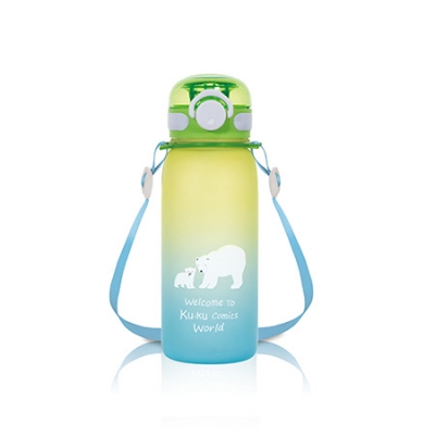 酷咕鴨彈蓋鎖扣漸變水壺-550ml